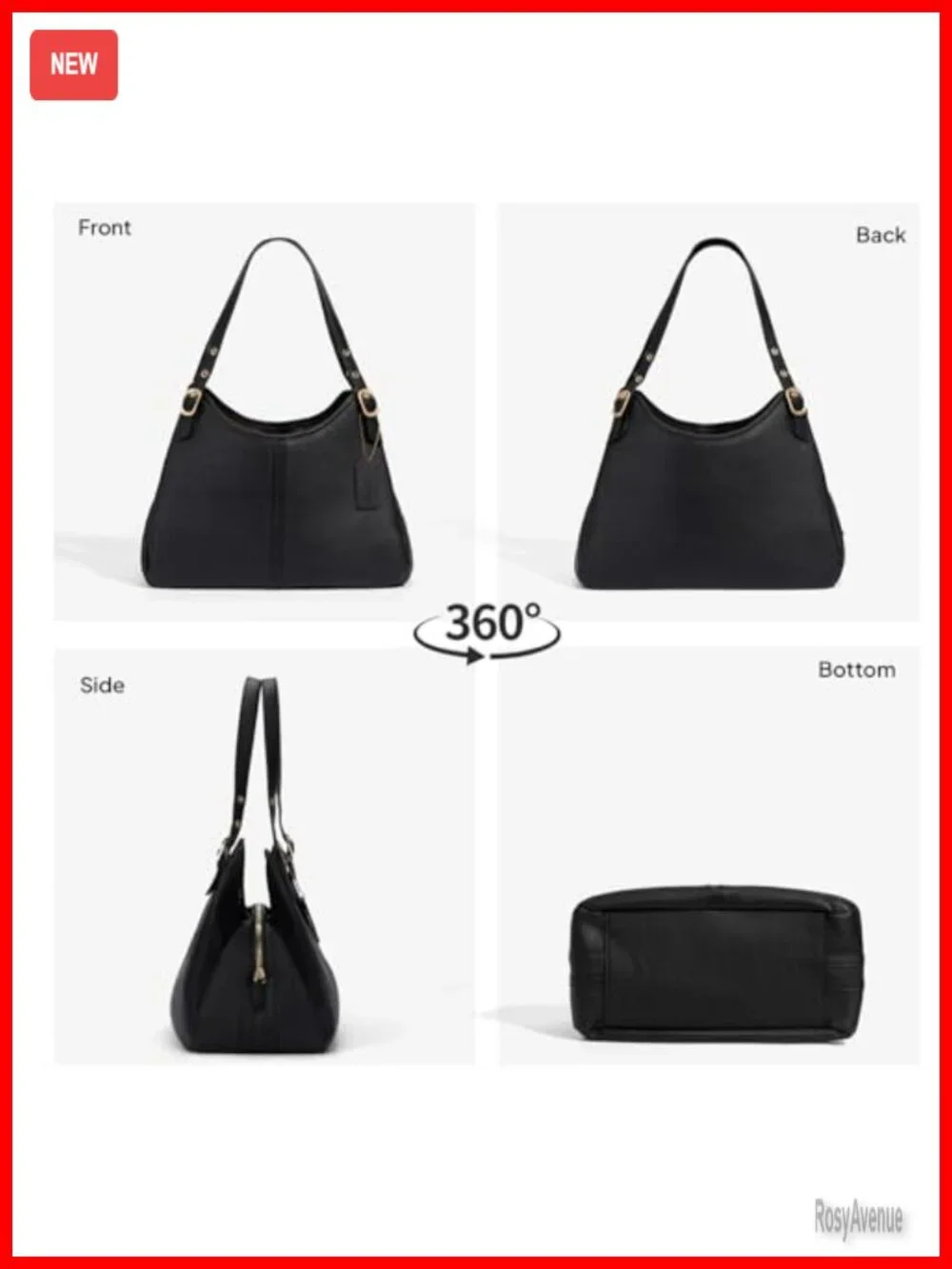 Slouchy Hobo Shoulder Bag, Faux Leather Handbag with Large Capacity
